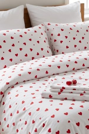 Çift Kişilik Kalpli ​Poplin Kumaş (%100 Pamuk)